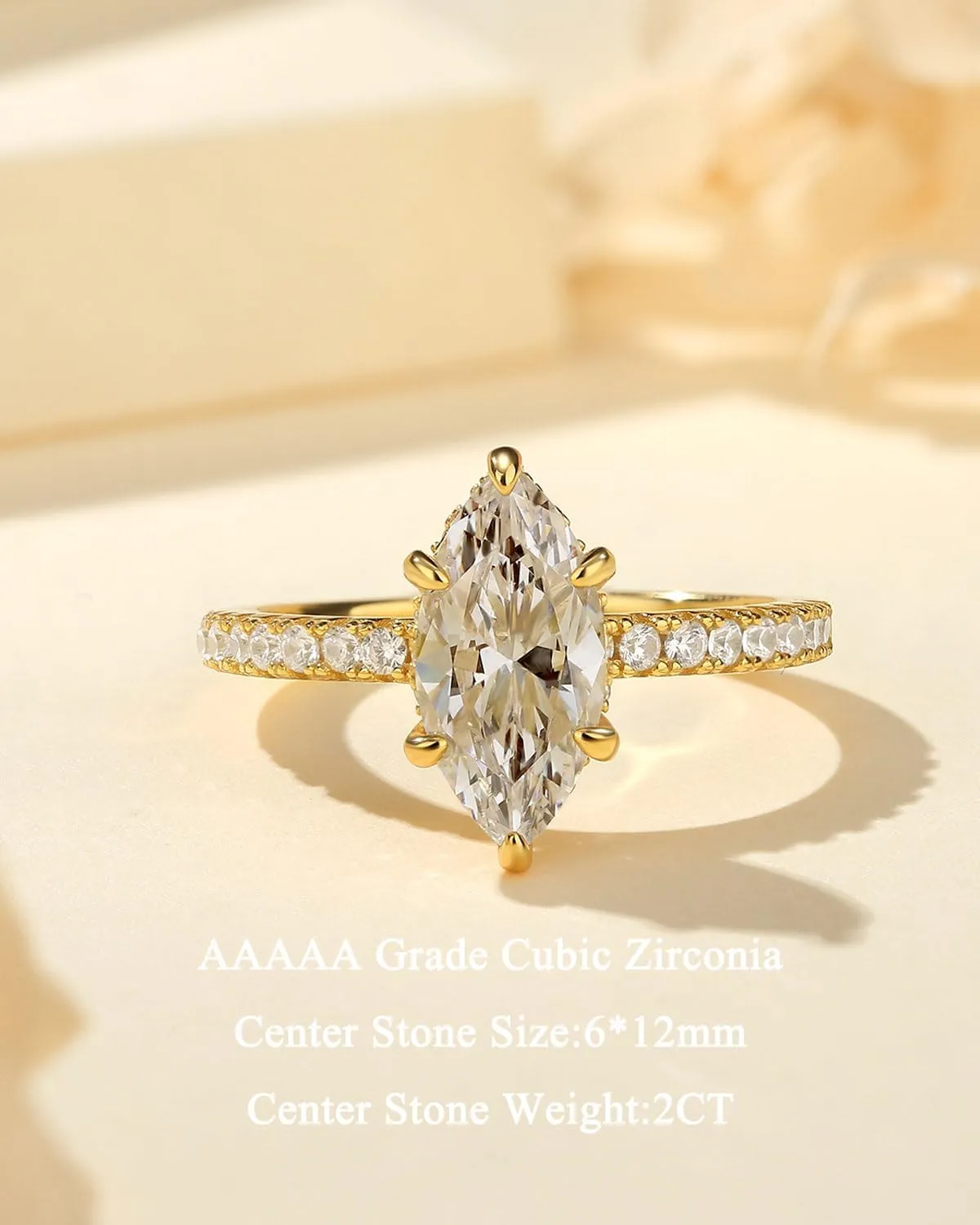 2CT/3.5CT Solitaire Elongated Marquise Cut Engagement Ring for Women, Simulated Diamond Promise Ring in 925 Sterling Silver