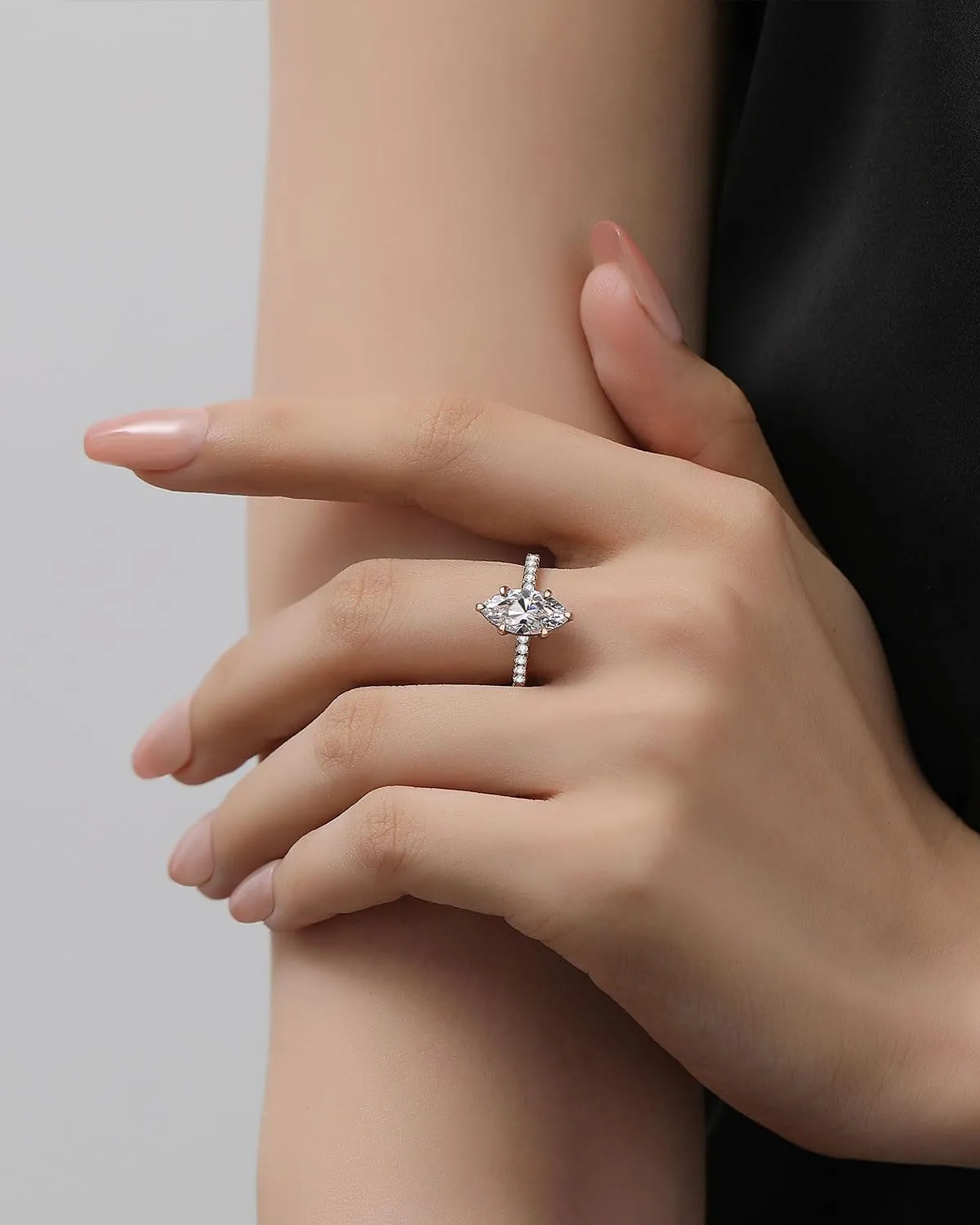 2CT/3.5CT Solitaire Elongated Marquise Cut Engagement Ring for Women, Simulated Diamond Promise Ring in 925 Sterling Silver