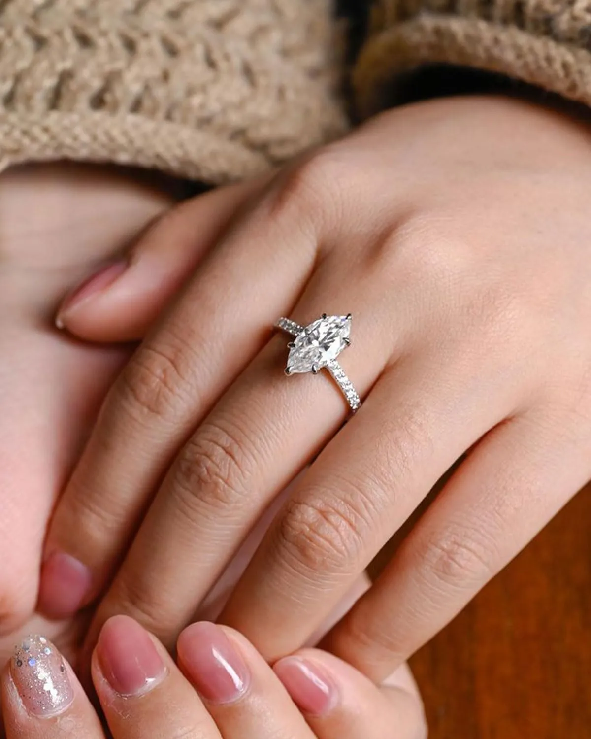 2CT/3.5CT Solitaire Elongated Marquise Cut Engagement Ring for Women, Simulated Diamond Promise Ring in 925 Sterling Silver
