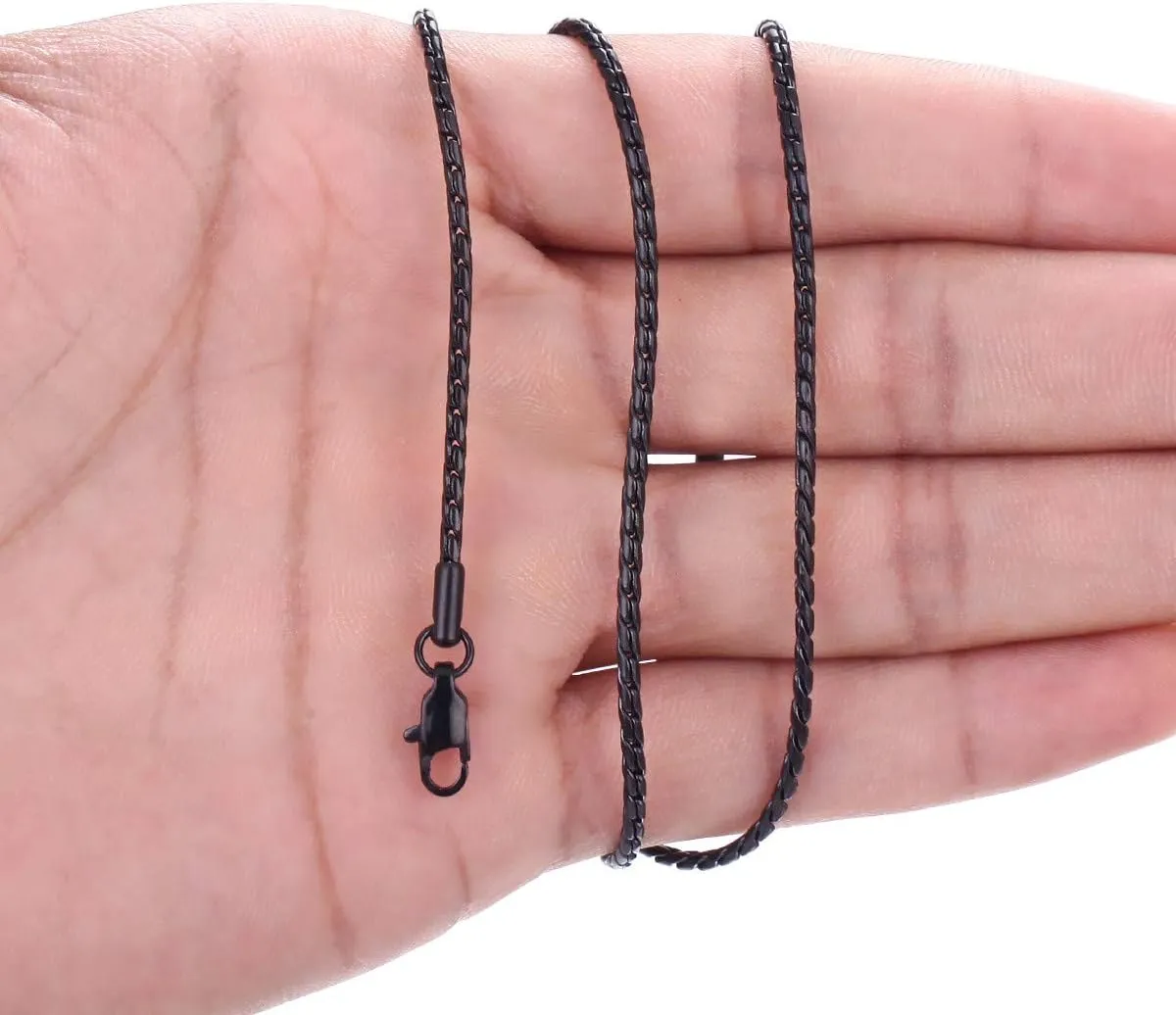 2mm Titanium Steel Unique Black Snake Chain Necklace for Men and Women, Twist Mens Chain