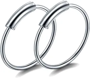 2PC 0.6mm(22G) Silver Diameter 6mm Septum Nose Hoop Tragus Cartilage Jewelry 316L Stainless Steel Hypoallergenic Earring Conch Ring Piercing Jewelry for Women And Men