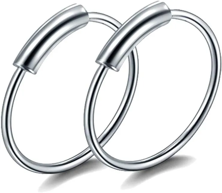 2PC 0.6mm(22G) Silver Diameter 6mm Septum Nose Hoop Tragus Cartilage Jewelry 316L Stainless Steel Hypoallergenic Earring Conch Ring Piercing Jewelry for Women And Men