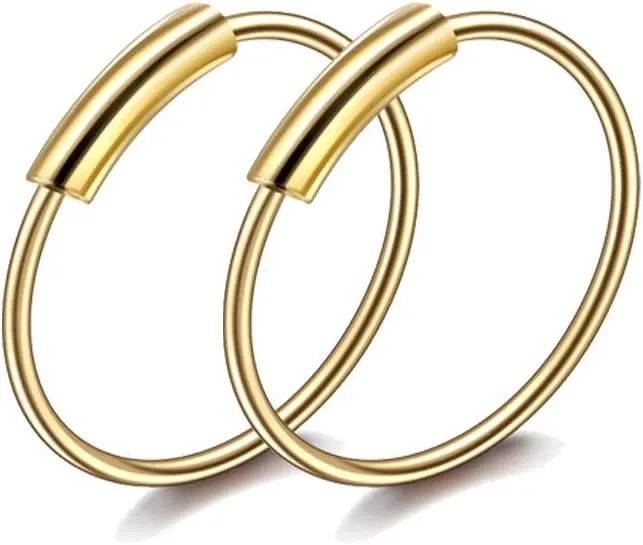 2PC 0.6mm(22G) Silver Diameter 6mm Septum Nose Hoop Tragus Cartilage Jewelry 316L Stainless Steel Hypoallergenic Earring Conch Ring Piercing Jewelry for Women And Men