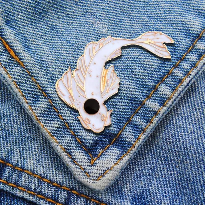 2Pcs coadipress Lovely Fish Brooch Enamel Lapel Brooches Pin Set Cute Cartoon Koi Fish Pins for DIY Backpacks Clothes Bags Jackets Hat Jewelry Accessories Gift