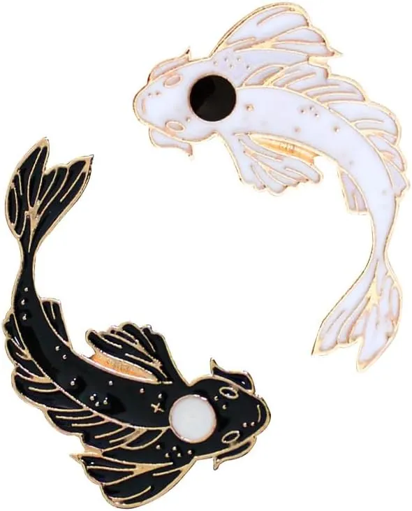 2Pcs coadipress Lovely Fish Brooch Enamel Lapel Brooches Pin Set Cute Cartoon Koi Fish Pins for DIY Backpacks Clothes Bags Jackets Hat Jewelry Accessories Gift