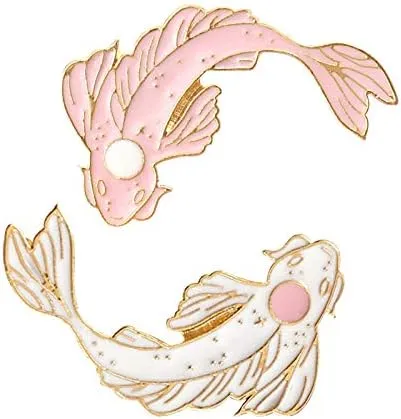 2Pcs coadipress Lovely Fish Brooch Enamel Lapel Brooches Pin Set Cute Cartoon Koi Fish Pins for DIY Backpacks Clothes Bags Jackets Hat Jewelry Accessories Gift
