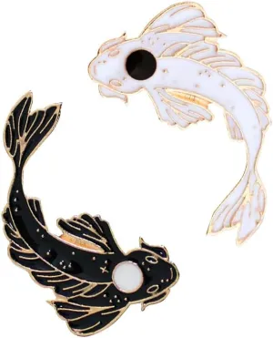 2Pcs coadipress Lovely Fish Brooch Enamel Lapel Brooches Pin Set Cute Cartoon Koi Fish Pins for DIY Backpacks Clothes Bags Jackets Hat Jewelry Accessories Gift