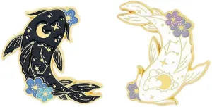 2Pcs coadipress Lovely Fish Brooch Enamel Lapel Brooches Pin Set Cute Cartoon Koi Fish Pins for DIY Backpacks Clothes Bags Jackets Hat Jewelry Accessories Gift