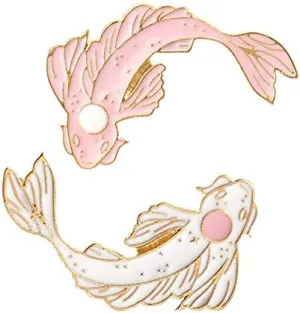 2Pcs coadipress Lovely Fish Brooch Enamel Lapel Brooches Pin Set Cute Cartoon Koi Fish Pins for DIY Backpacks Clothes Bags Jackets Hat Jewelry Accessories Gift