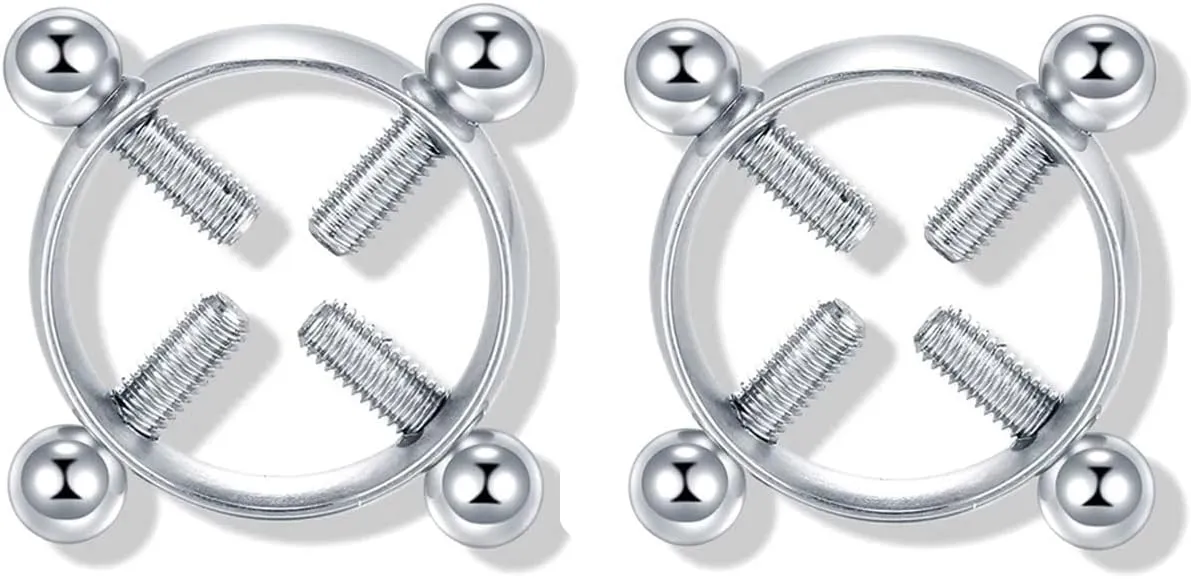2pcs Fake Nipple Rings For WomenSurgical Steel Nipple Rings Cubic Zirconia Body Jewelry Shield Barbell Ring Bar Body Jewelry For Women