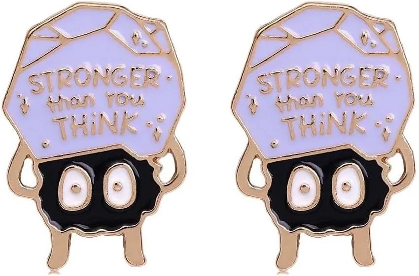 2PCS Funny Brooches Pin Stronger Soot Sprite Enamel Pin Lapel Collar Pins Brooch Badge Backpack Hat Jewelry Accessories Gift for Friend