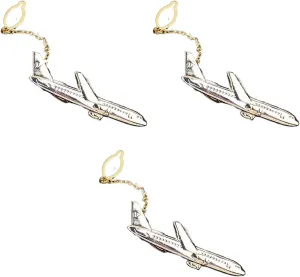3 Pcs Airplane Tie Clip, Gold Color Shirt Tie Pins Creative Plane Shaped Necktie Clip Personalized Clothes Accessories Fashion Gift for Men