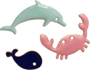 3 Pieces Dolphin Whale Crab Lapel Pin Set Cute Sea Ocean Animal Badge Brooches Enamel Pins Women Girls Boys Men