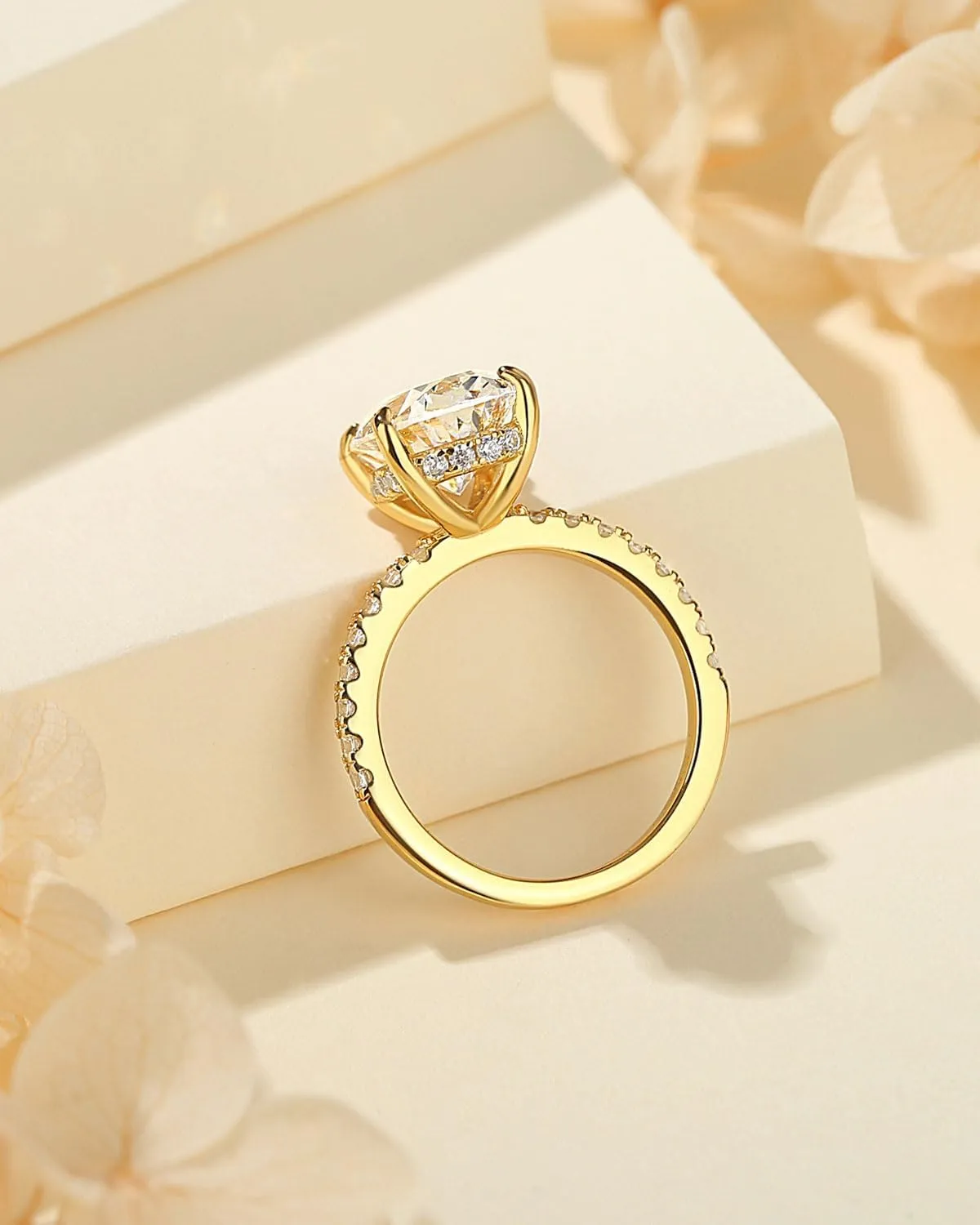 3.5CT Oval Cut Engagement Rings for Women,Simulated Diamond Ring,925 Sterling Silver 18K Yellow/White Gold Plated Promise Ring