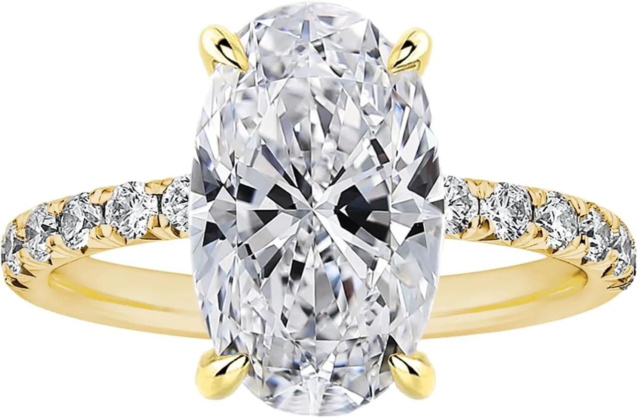 3.5CT Oval Cut Engagement Rings for Women,Simulated Diamond Ring,925 Sterling Silver 18K Yellow/White Gold Plated Promise Ring