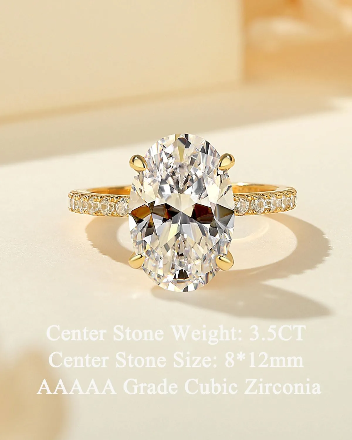 3.5CT Oval Cut Engagement Rings for Women,Simulated Diamond Ring,925 Sterling Silver 18K Yellow/White Gold Plated Promise Ring