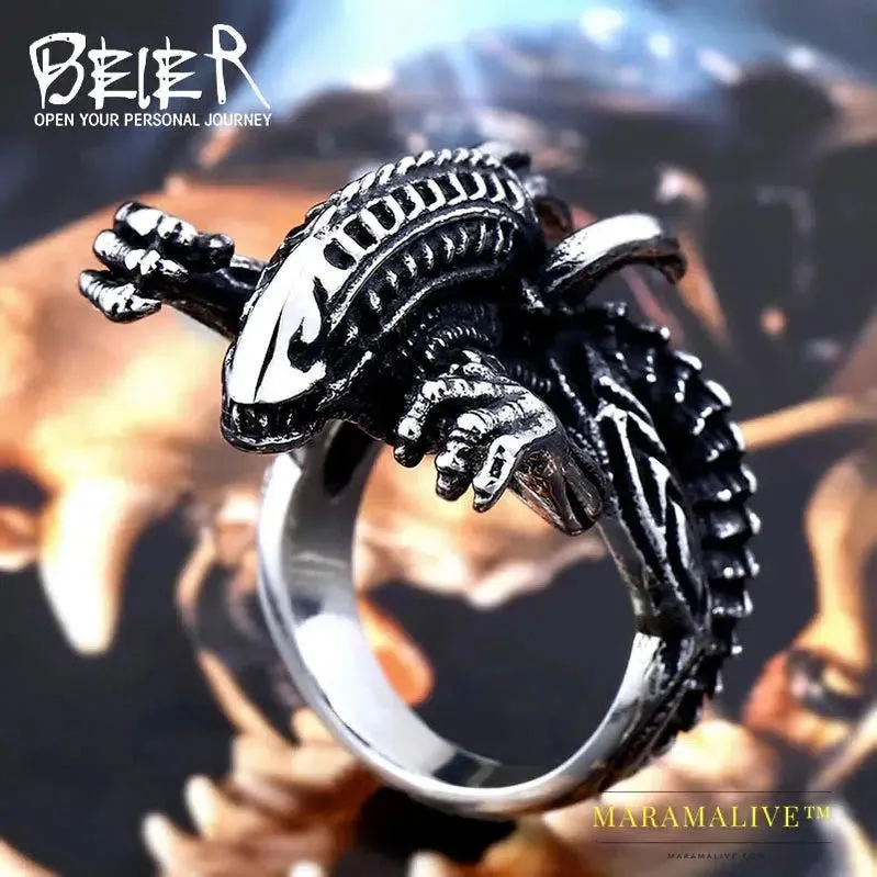 3D Alien Predator Finger Gold color Rings For Men Gothic Style Movie Unique Hot sell Jewerly Gift