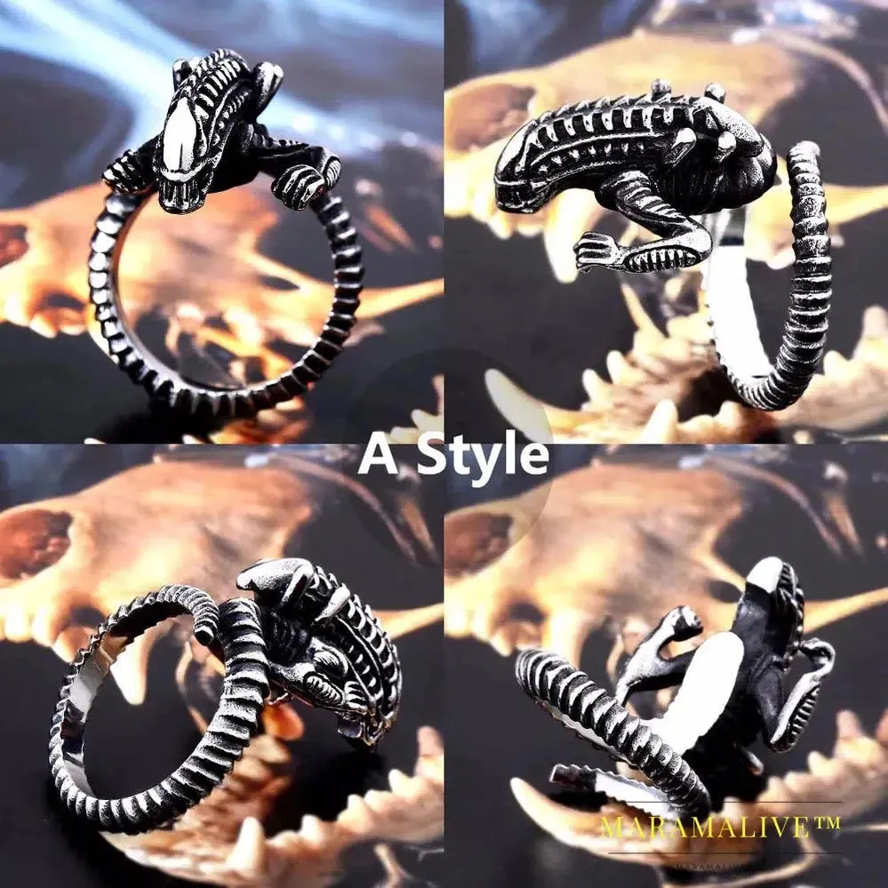 3D Alien Predator Finger Gold color Rings For Men Gothic Style Movie Unique Hot sell Jewerly Gift