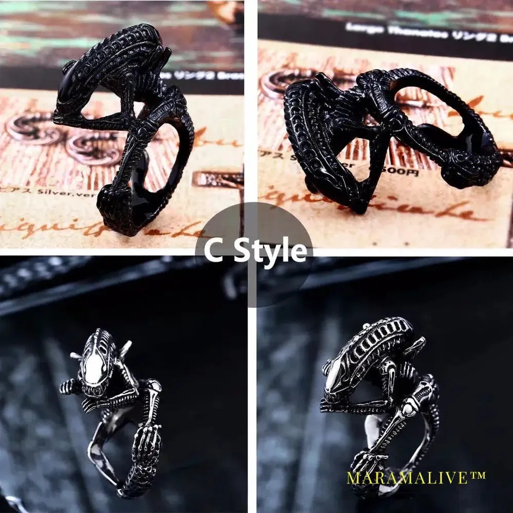 3D Alien Predator Finger Gold color Rings For Men Gothic Style Movie Unique Hot sell Jewerly Gift