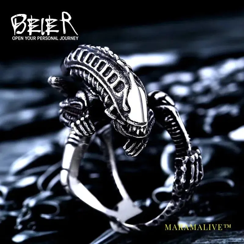 3D Alien Predator Finger Gold color Rings For Men Gothic Style Movie Unique Hot sell Jewerly Gift