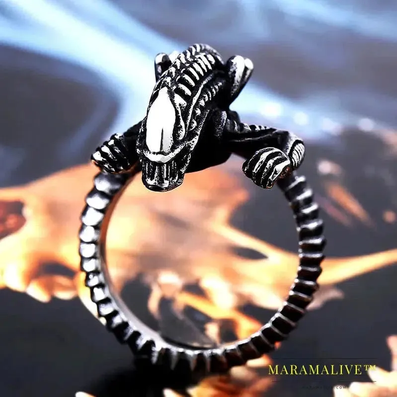 3D Alien Predator Finger Gold color Rings For Men Gothic Style Movie Unique Hot sell Jewerly Gift