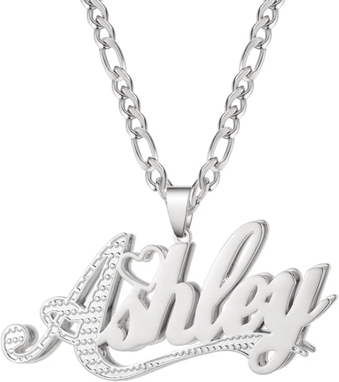 3UMeter Double Plated Name Necklace Personalized Sterling Silver Custom Name Chain 2 Tone Personalized Nameplate Necklace Customized Jewelry with Name Gift for Women Men Girls