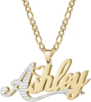 3UMeter Double Plated Name Necklace Personalized Sterling Silver Custom Name Chain 2 Tone Personalized Nameplate Necklace Customized Jewelry with Name Gift for Women Men Girls