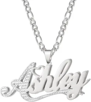 3UMeter Double Plated Name Necklace Personalized Sterling Silver Custom Name Chain 2 Tone Personalized Nameplate Necklace Customized Jewelry with Name Gift for Women Men Girls