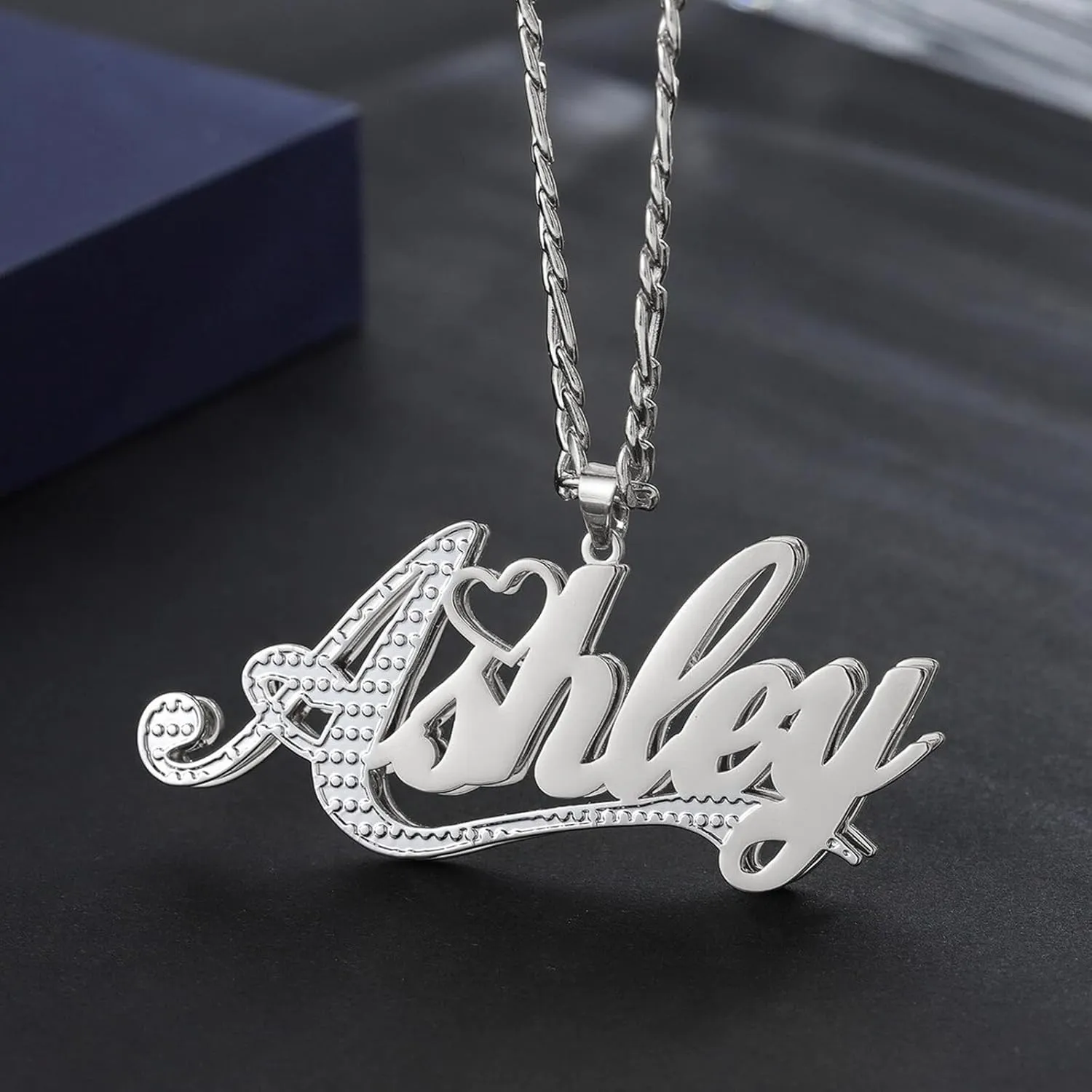 3UMeter Double Plated Name Necklace Personalized Sterling Silver Custom Name Chain 2 Tone Personalized Nameplate Necklace Customized Jewelry with Name Gift for Women Men Girls