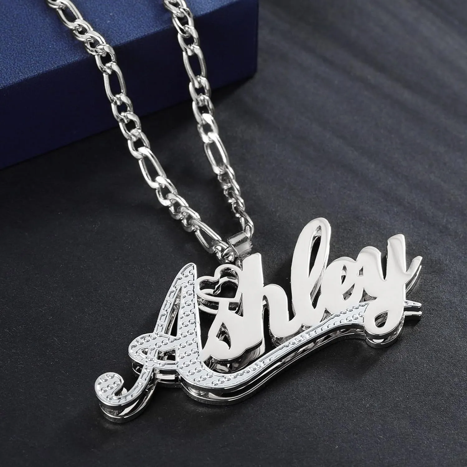 3UMeter Double Plated Name Necklace Personalized Sterling Silver Custom Name Chain 2 Tone Personalized Nameplate Necklace Customized Jewelry with Name Gift for Women Men Girls