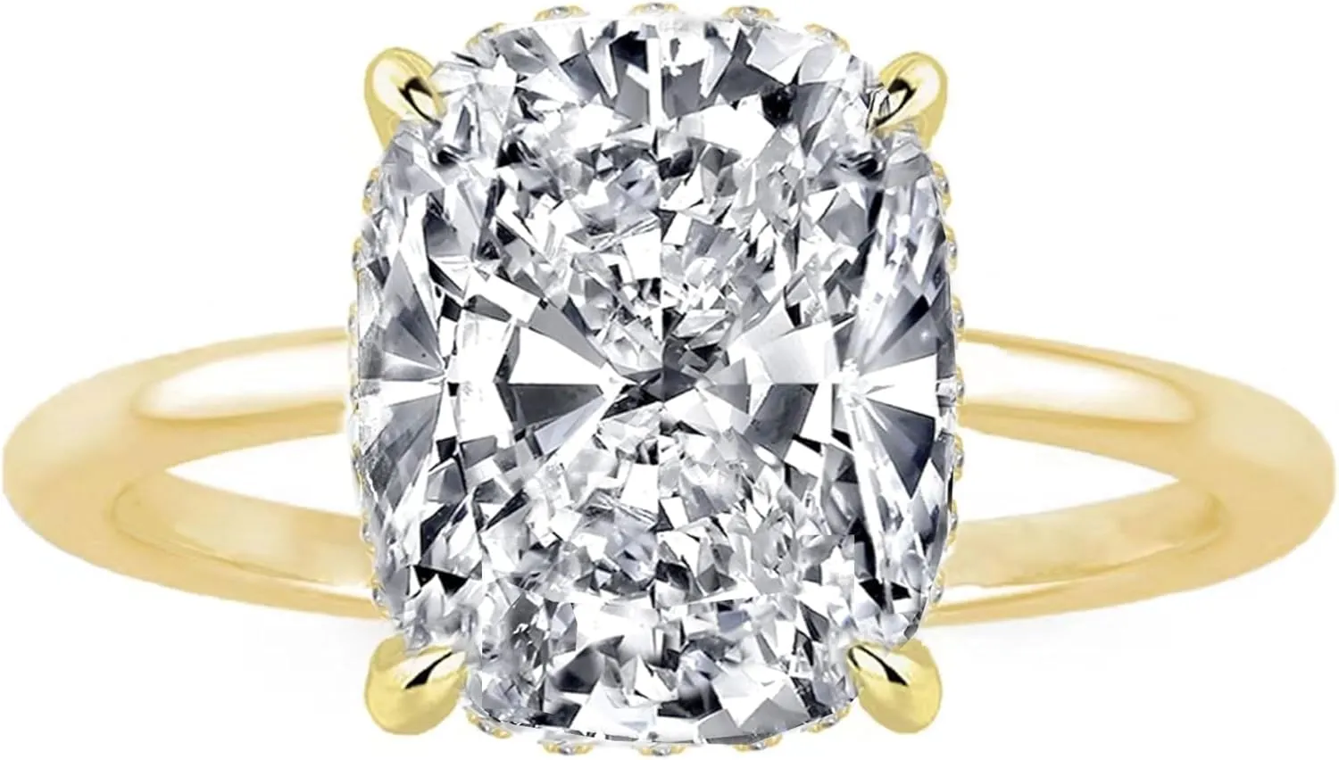 4CT/4.5CT Elongated Cushion Cut Engagement Rings for Women, Simulated Diamond Ring, 925 Sterling Silver 18K White/Yellow Gold Plated Promise Ring