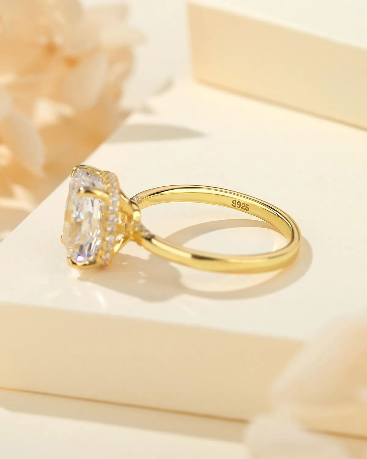 4CT/4.5CT Elongated Cushion Cut Engagement Rings for Women, Simulated Diamond Ring, 925 Sterling Silver 18K White/Yellow Gold Plated Promise Ring