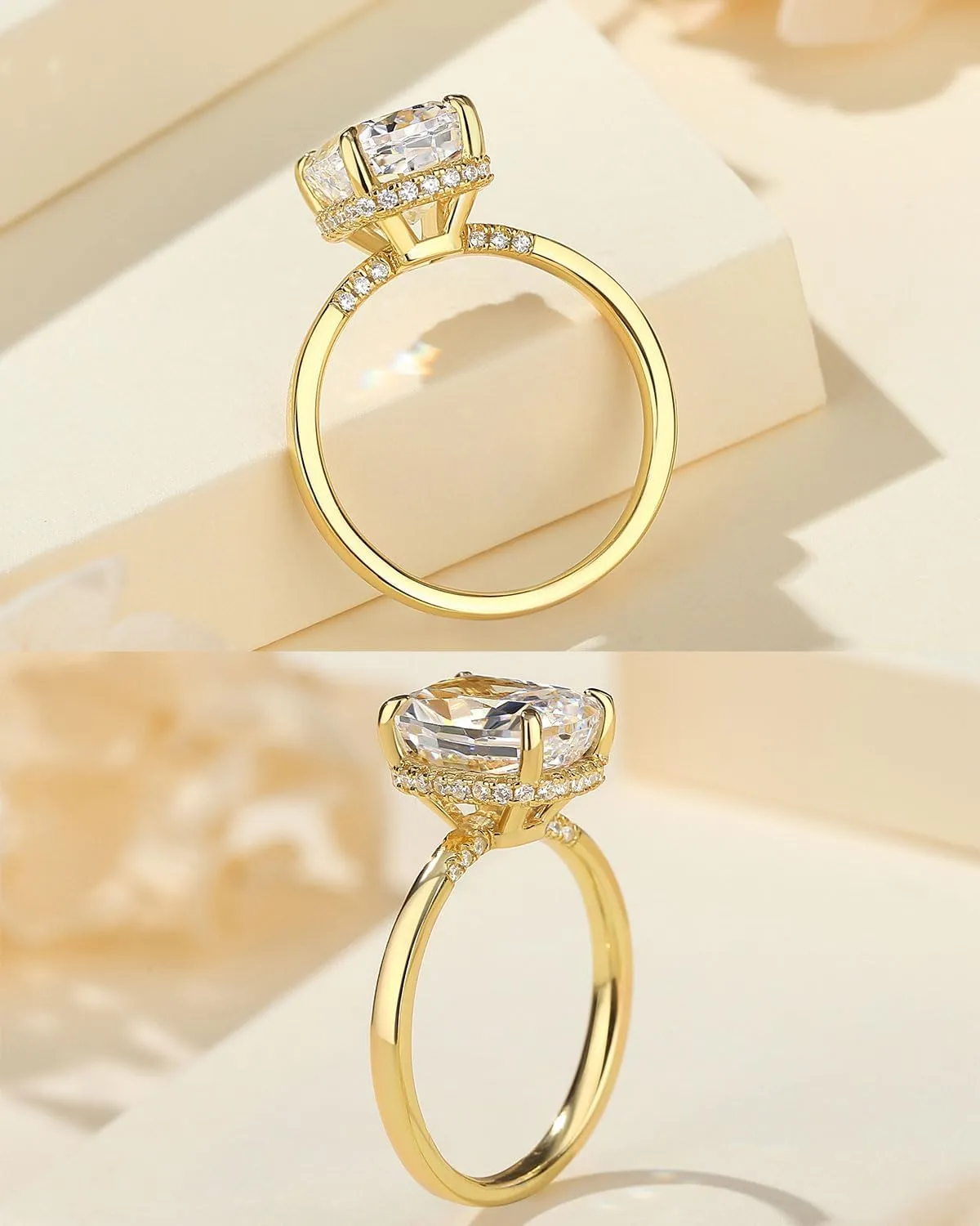 4CT/4.5CT Elongated Cushion Cut Engagement Rings for Women, Simulated Diamond Ring, 925 Sterling Silver 18K White/Yellow Gold Plated Promise Ring