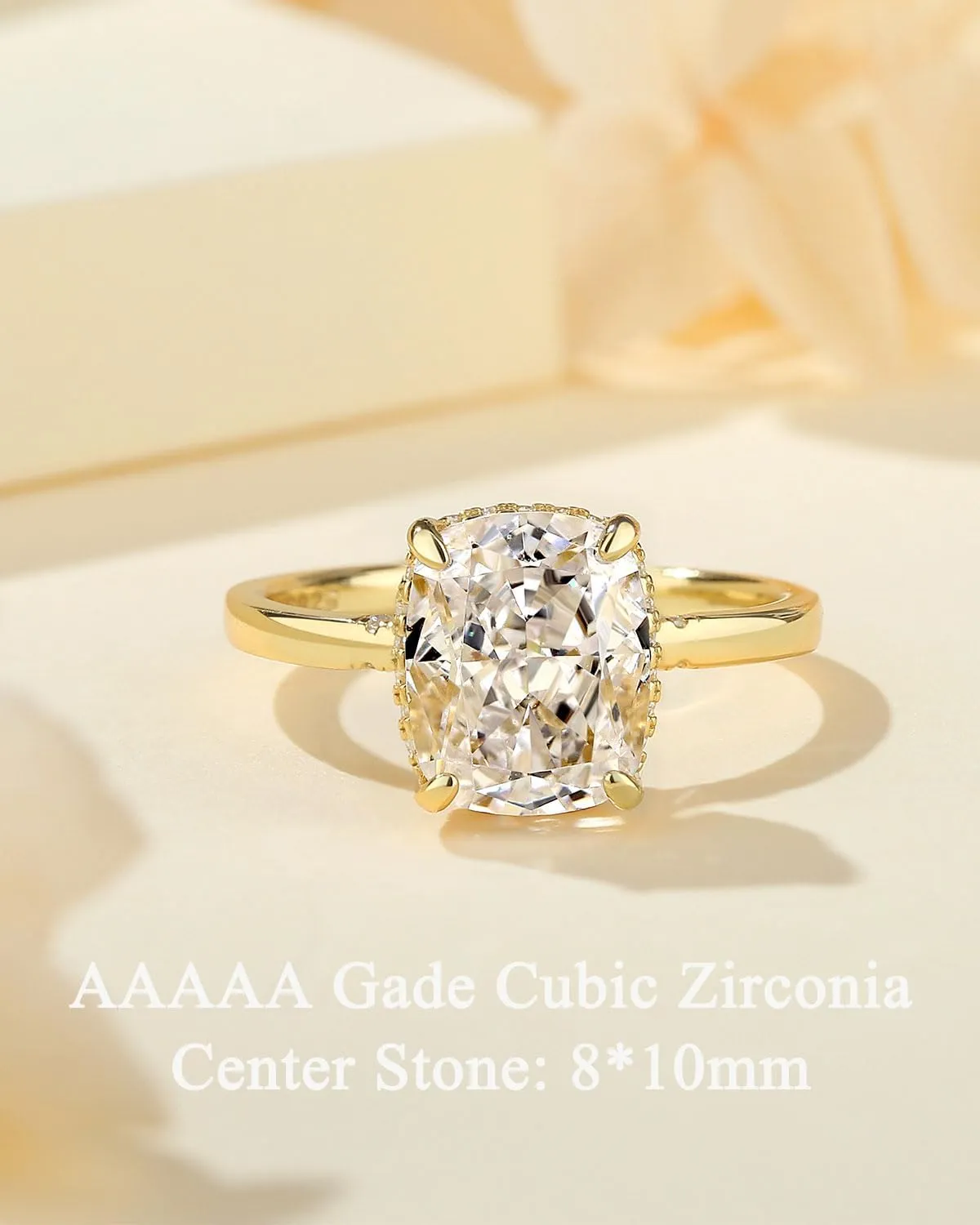 4CT/4.5CT Elongated Cushion Cut Engagement Rings for Women, Simulated Diamond Ring, 925 Sterling Silver 18K White/Yellow Gold Plated Promise Ring