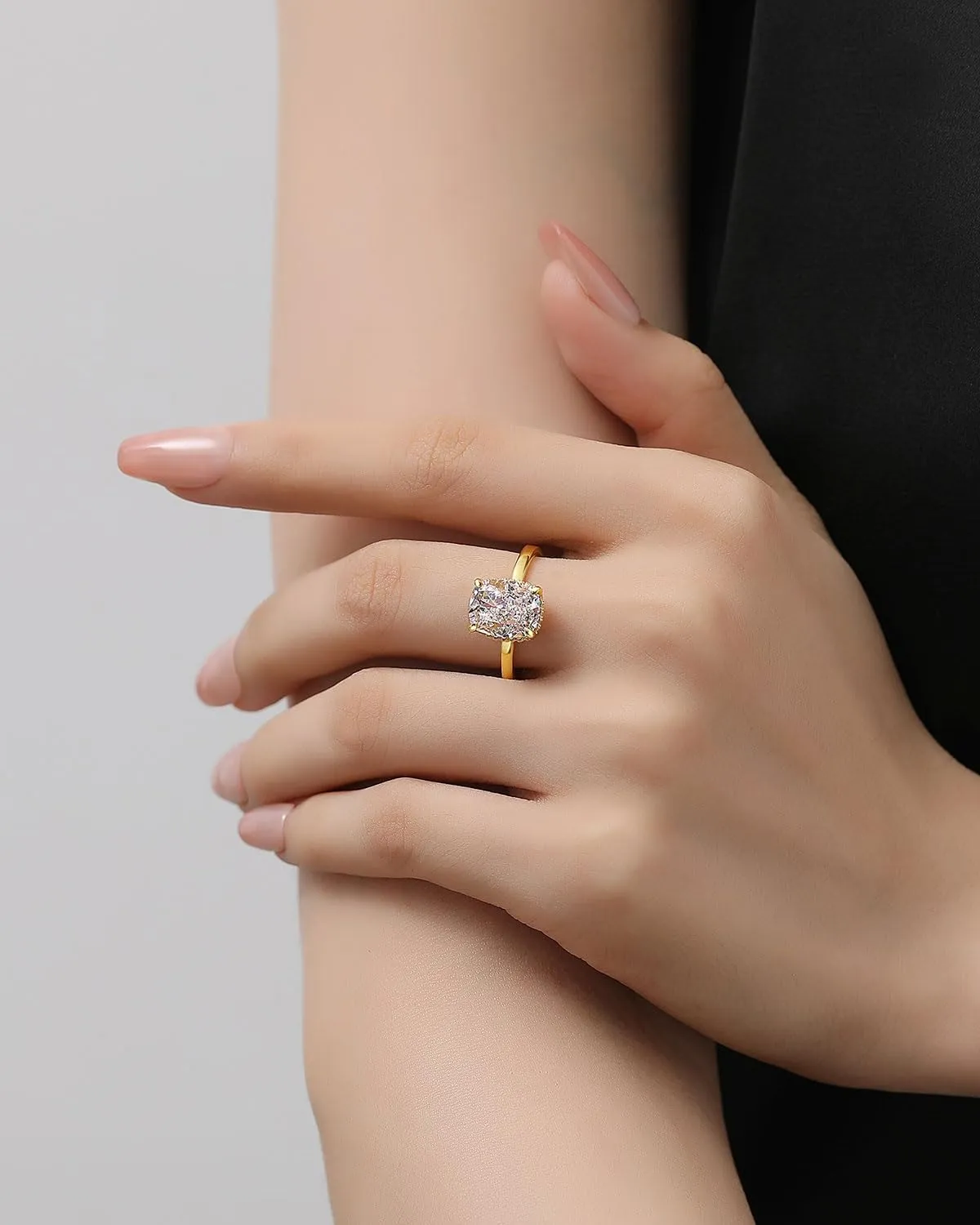 4CT/4.5CT Elongated Cushion Cut Engagement Rings for Women, Simulated Diamond Ring, 925 Sterling Silver 18K White/Yellow Gold Plated Promise Ring
