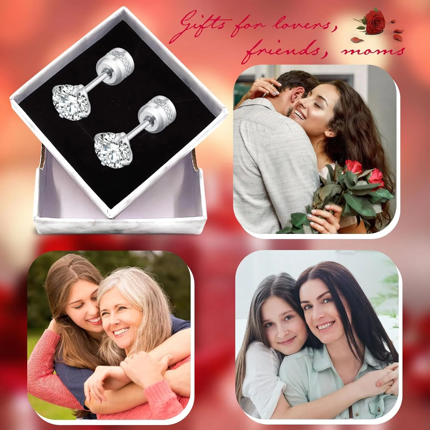 4MM Tiny CZ Screw On Flat Back Stud Earrings for Women Men Girls,Unisex Stainless Steel Silver Stud Earrings Cartilage Hypoallergenic,Dainty Double Sided Round Cubic Zirconia Earrings Jewelry Gifts