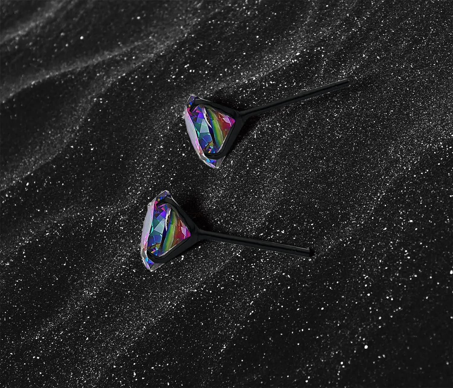 5A Stunning Rainbow Rose Gold Black Hypoallergenic Quartz Stone Surgical 316L Stainless Steel,Hypoallergenic Tragus Cartilage Sleeper Earrings,Earring Stud Gift Box,Men Women Womens Mens