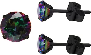 5A Stunning Rainbow Rose Gold Black Hypoallergenic Quartz Stone Surgical 316L Stainless Steel,Hypoallergenic Tragus Cartilage Sleeper Earrings,Earring Stud Gift Box,Men Women Womens Mens