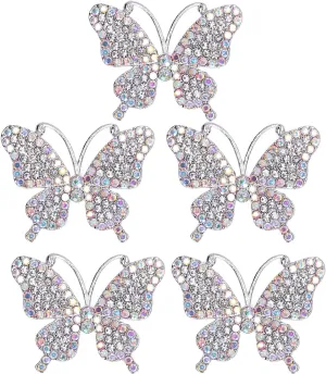 5Pcs Rhinestone Butterfly Retro Pin, Corsage Brooch Butterfly Brooches for Women Girls Wedding Banquet and Birthday Party(AB Color Butterfly)