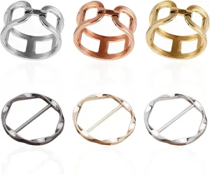 6 Pack Scarf Ring Clip for Women, Scarf Ring Clip T-shirt Tie Clips for Women Non Slip