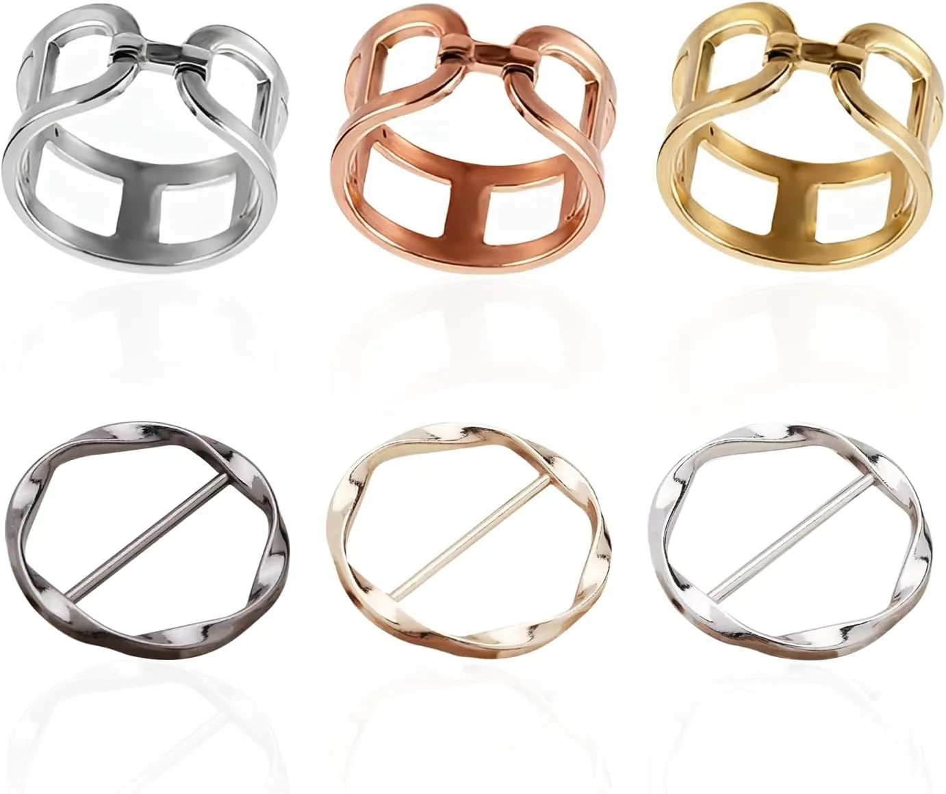 6 Pack Scarf Ring Clip for Women, Scarf Ring Clip T-shirt Tie Clips for Women Non Slip