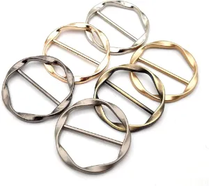 6 PCS Silk Scarf Ring Clips for Women - Gold Alloy Classic Buckle Accessory