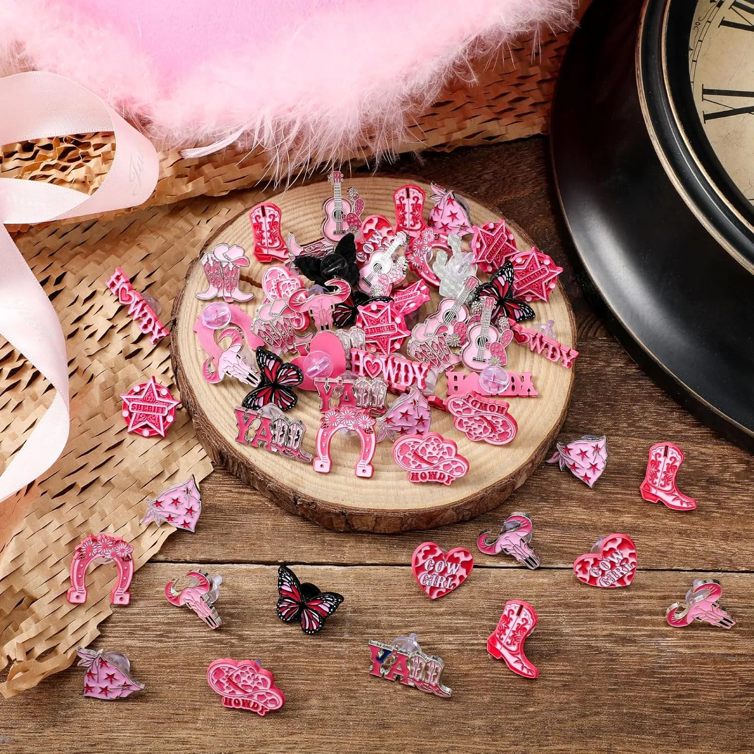 60 Pcs Western Lapel Enamel Pins Bulk Cowboy Cowgirl Hat Pins Western Party Favors for Clothing Bag Hat Decor Jewelry Gift