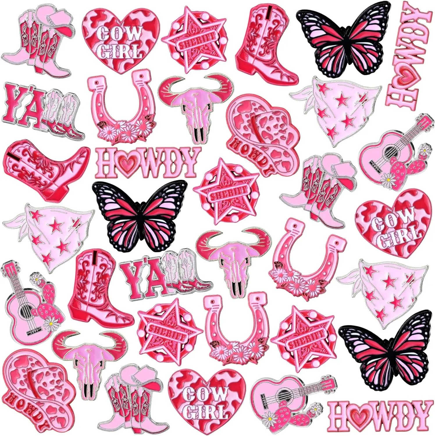60 Pcs Western Lapel Enamel Pins Bulk Cowboy Cowgirl Hat Pins Western Party Favors for Clothing Bag Hat Decor Jewelry Gift