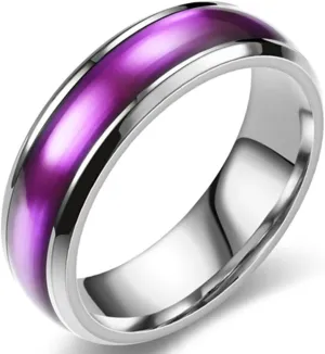 6mm Stainless Steel Black Enamel Filled Stackable Classic Plain Wedding Band Ring