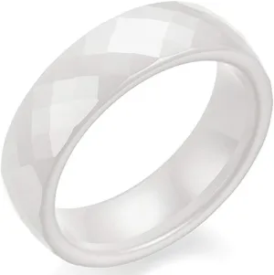 7mm Black White Faced Classic Simple Plain Dome Style Ceramic Wedding Band Ring