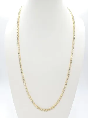 8.84 Carat Round Natural Diamond Tennis Necklace 14 Karat Yellow Gold 22''
