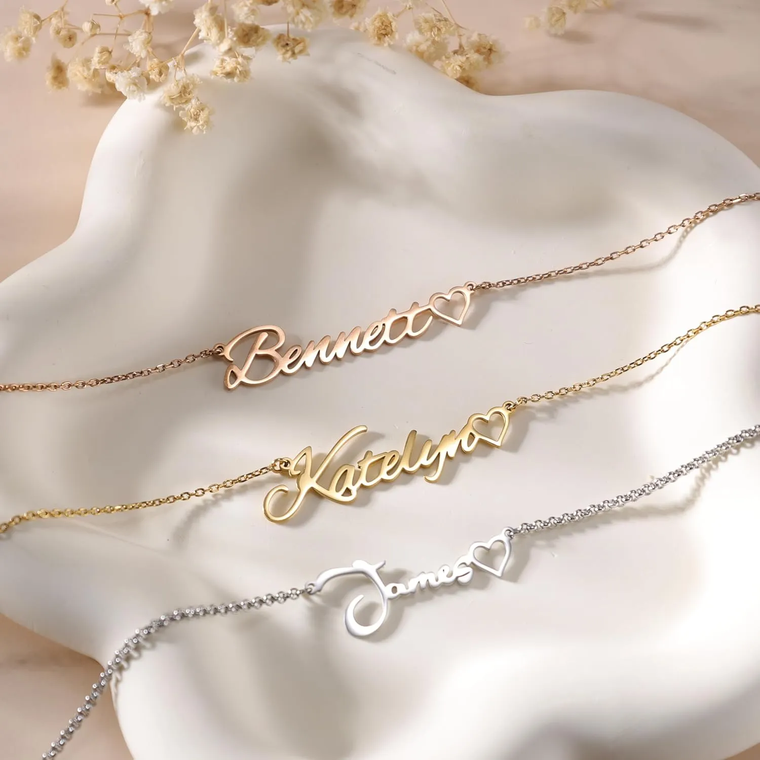 925 Sterling Silver Custom Name Necklace with Heart Personalized Customized Pendant Jewelry Gifts For Women