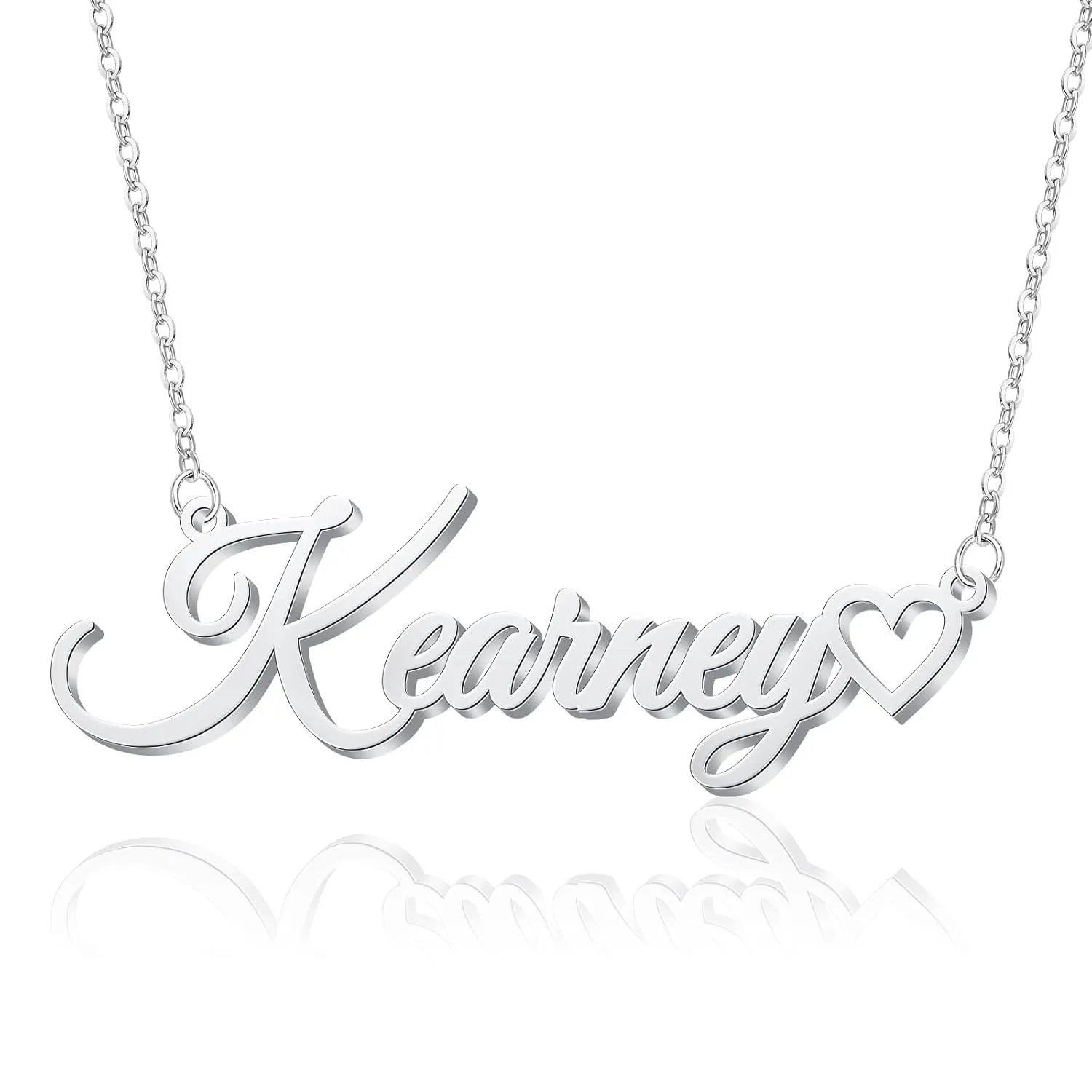 925 Sterling Silver Custom Name Necklace with Heart Personalized Customized Pendant Jewelry Gifts For Women