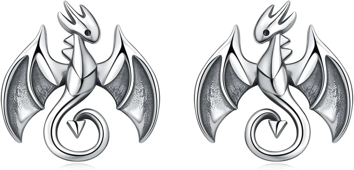 925 Sterling Silver Earrings Stud Dragon Cat Koala Bunny Cow Hypoallergenic Cute Animal Jewelry Gifts for Women